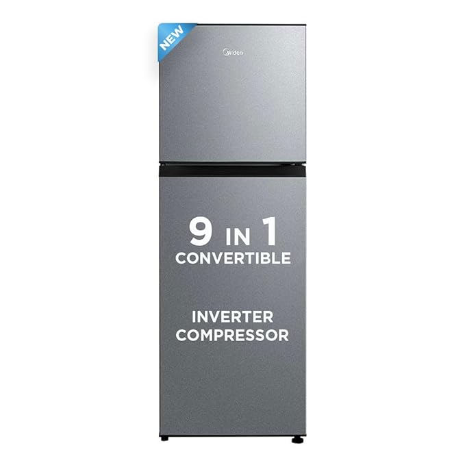 Midea 233 L 2 Star Frost Free Convertible, Real Inverter Double Door Refrigerator (MDRT359FGI50, Crystal Silver)