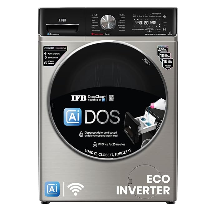 IFB 11 Kg 5-Star Fully Automatic Front Load Washing Machine | DeepClean®, AI DOS, WiFi, PowerSteam®, Oxyjet, Steam Refresh (EXECUTIVE PLUS VSG 1114)