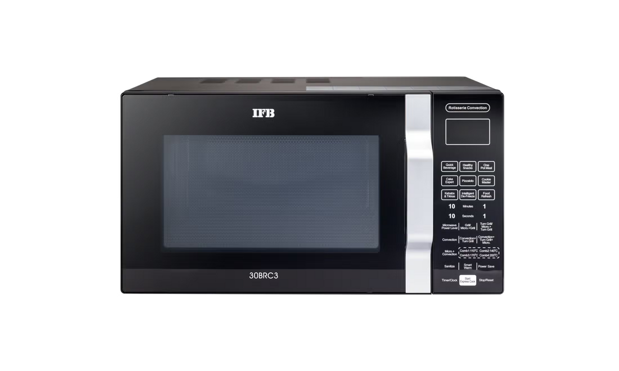 IFB 30BRC3 30L Convection Microwave Oven with Rotisserie, Dual Heaters & 101 Auto Cook Menus (Black)