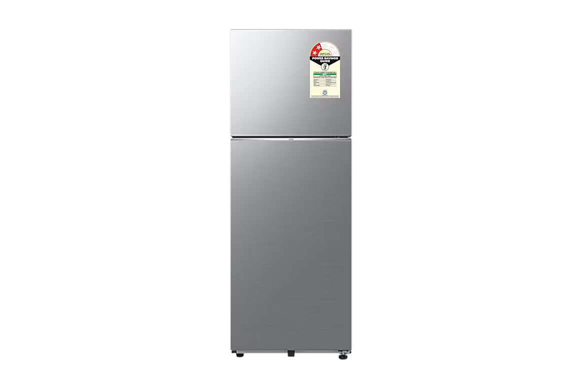 Samsung RT34HG5A42S8/HL Double Door Refrigerator (330L, Digital Inverter Compressor, Frost Free, Twin Cooling Plus, Convertible 5-in-1, BESPOKE AI, Elegant Inox Finish)