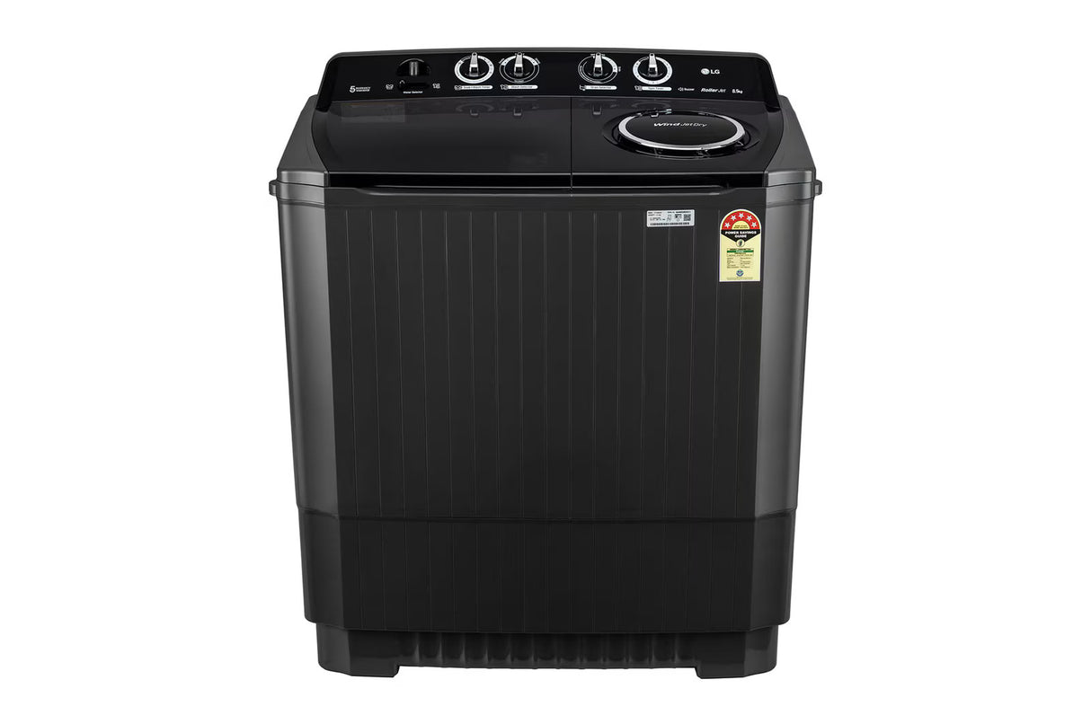 LG 8.5Kg Semi Automatic Top Load Washing Machine, Roller Jet Pulsator + Soak, Full Black (P8535SLMZ)