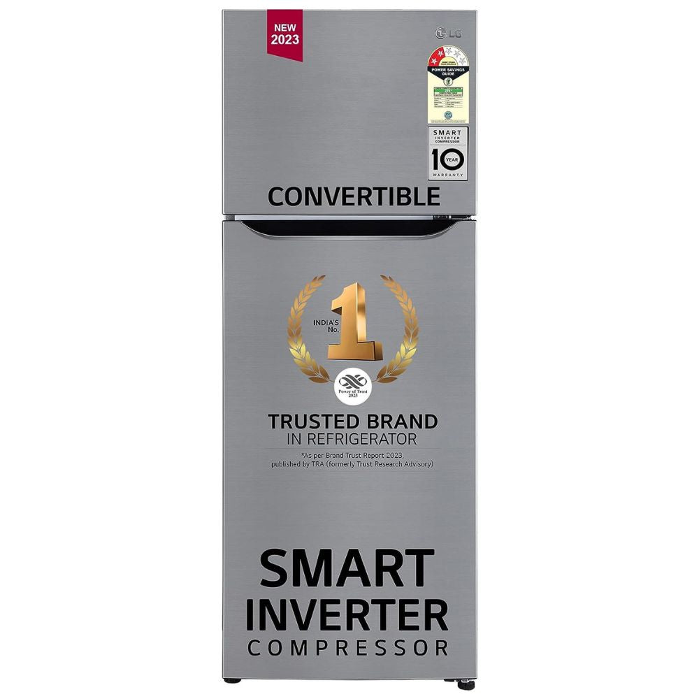 LG 288L 2-Star Convertible Double Door Refrigerator (Shiny Steel) REF GL-S322SPZY