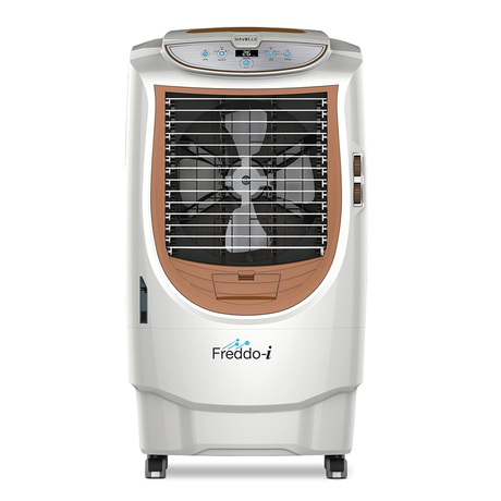 Havells 70L Desert Cooler: Powerful, Remote, White/Brown, honeycomb cooling, surpassing fans or water coolers.