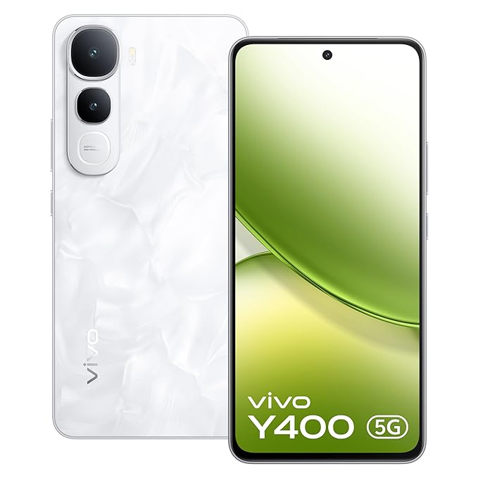 Vivo Y400 5G (Glam White, 8GB RAM, 128GB Storage) | 5G Smartphone | AMOLED Display | AI Camera | Fast Charging | Long-Lasting Battery | Sleek & Stylish Design