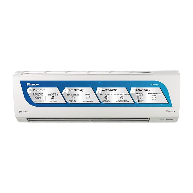 Daikin 1.5 Ton 3 Star Inverter Split AC | Copper Condenser | PM 2.5 & Apatite Filter | Model ATKL50UV16VAF | White
