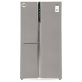 Haier 598L Side-by-Side Refrigerator - Sleek Inox Steel design for your kitchen.