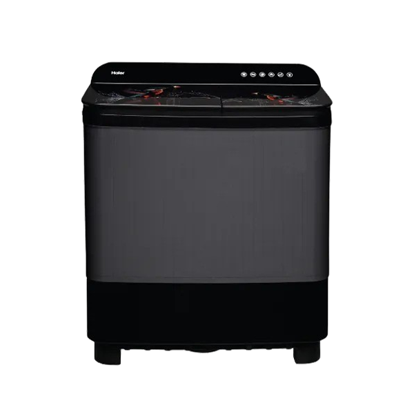 Haier 9 Kg Semi Automatic Washing Machine With Toughened Glass (HTW90-178FL,Black)