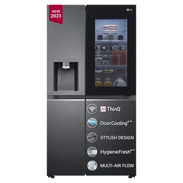 LG 635L Side-by-Side Fridge - InstaView, Smart Inverter, Matte Black