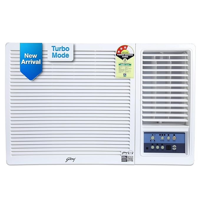 Godrej 1.5 Ton 3 Star, Turbo Mode, Window AC (Copper, Anti Corrosive Blue Fin, AC 1.5T WFC 18UTC3-WWA Window, White)