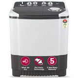 LG 7 Kg 5 Star Wind Jet Dry Semi-Automatic Top Loading Washing Machine (P7020NGAZ, Dark Gray)