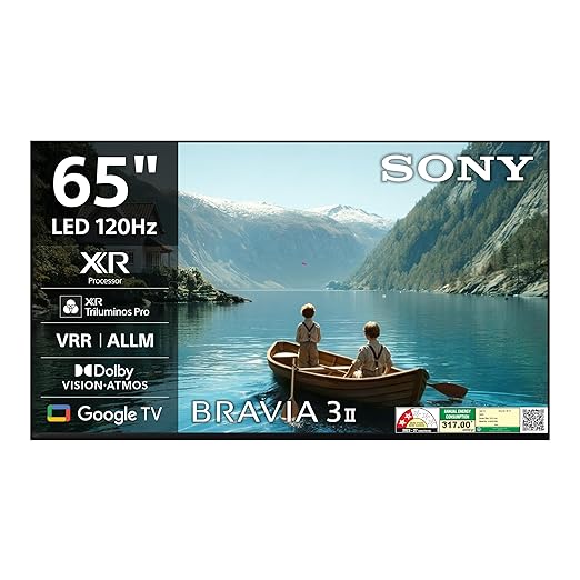 Sony 164 cm (65 Inch) BRAVIA 3 II 4K Ultra HD Smart Google TV K-65XR35M2 | HDR | Dolby Audio | Google Assistant | Chromecast Built-in | Motion Clarity | Wi-Fi | Voice Control