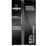 Haier 598 L, 3 Star, 83% Convertible Fridge Space, Expert Inverter, Frost Free Side by Side Refrigerator, (HRT-683KG, Black Glass)