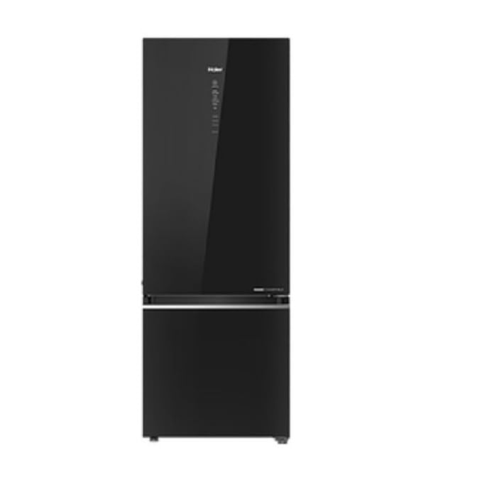 Haier 325 L Frost Free Double Door Bottom Mount 3 Star Convertible Refrigerator  (Black Glass, HRB-3753PKG-P)
