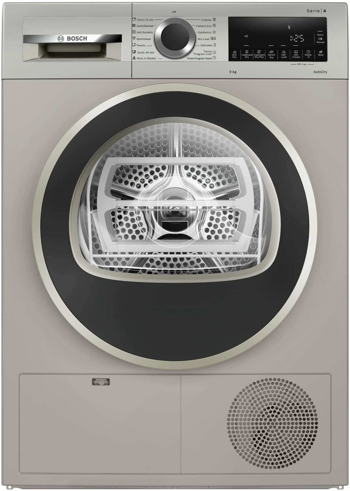 Bosch 9 Kg Silver Inox Tumble Dryer – Series 4 Condenser Model WPG24108IN