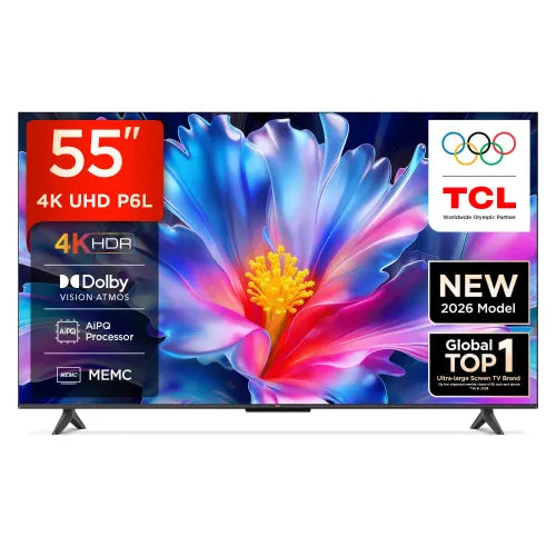 TCL P6L 139 cm (55 Inch) 4K HDR Smart Google TV | HVA Panel | AiPQ Processor | Dolby Audio | Game Master | 55P6L