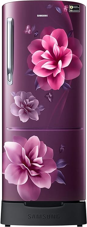 Samsung 183L 5-Star Direct-Cool Single Door Refrigerator with Digital Inverter, Base Stand Drawer (RR20D2825CR/NL, Camellia Purple Red)