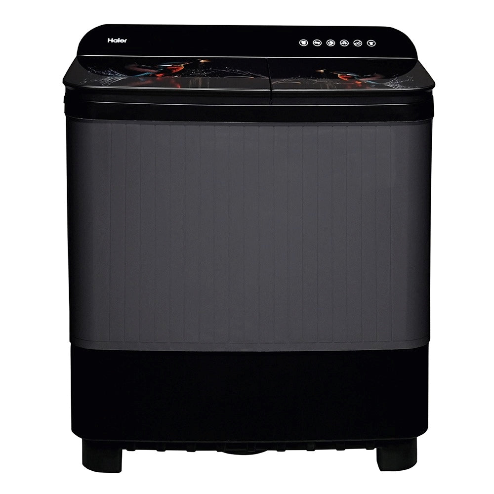 Haier 11 Kg Semi Automatic Washing Machine with Toughened glass (HTW110-178FL,Black)