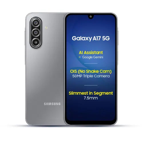 Samsung Galaxy A17 5G (8+128GB) 6.7 inch Super AMOLED Display | 50MP Triple Camera | 5000mAh Battery | Exynos 1330 Processor | IP54 Water-Dust Resistance | Android 15 One UI 7.0 | Grey