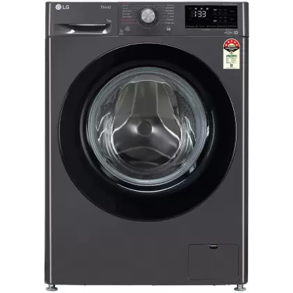 LG 7kg Black Front Load Washer: Steam & Heater.