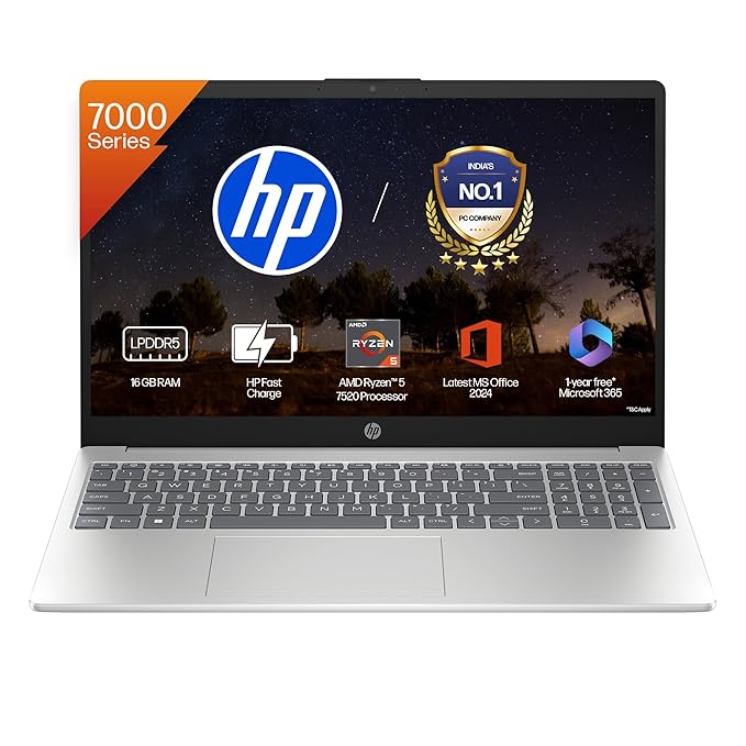 HP 15 (fc0690au) | Ryzen 5 7520U | 16GB DDR5 | 512GB SSD | 15.6" FHD Anti-Glare Micro-Edge | Win 11 | Office 2021 | AMD Radeon Graphics | FHD Camera | Backlit | 1.59kg