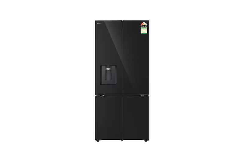 LG 605L French Door Refrigerator | GV-F25FFGHB | Water Dispenser, Auto Ice Maker, Wi-Fi Convertible, Black Mirror Glass, 2 Star