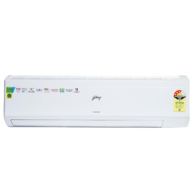 Godrej 1.7 Ton 3 Star, 5-In-1 Convertible Cooling, Inverter Split AC (Copper, Turbo Cooling at 52°C, 2024 Model, SIC 20ITC3-WZR, White)