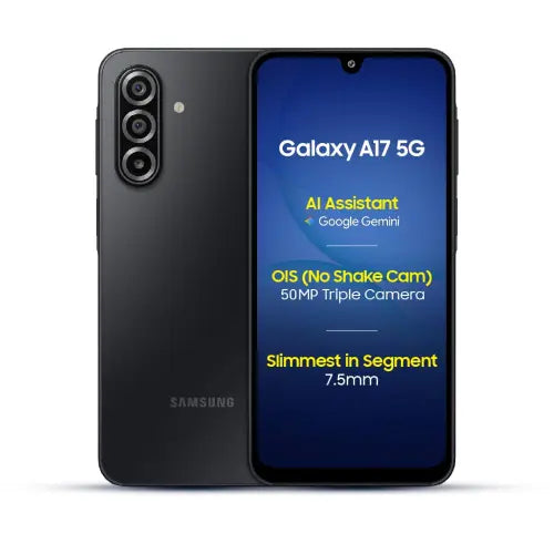 Samsung Galaxy A17 5G (8+256GB) 6.7 inch Super AMOLED Display | 50MP Triple Camera | 5000mAh Battery | Exynos 1330 Processor | IP54 Water-Dust Resistance | Android 15 One UI 7.0 | Black
