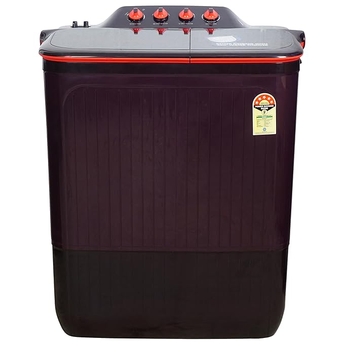Havells-Lloyd 8 Kg 5 Star Semi-Automatic Top Load Washing Machine (GLWS805EXA Plum Cola With Pink lid, Double Layered Toughened Glass Lids)