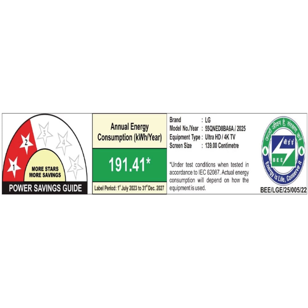 LG 55QNED8BA6A 139cm (55 Inch) QNED 4K Smart TV with α7 AI Processor Gen8, Dolby Atmos, Filmmaker Mode (2025 Model)