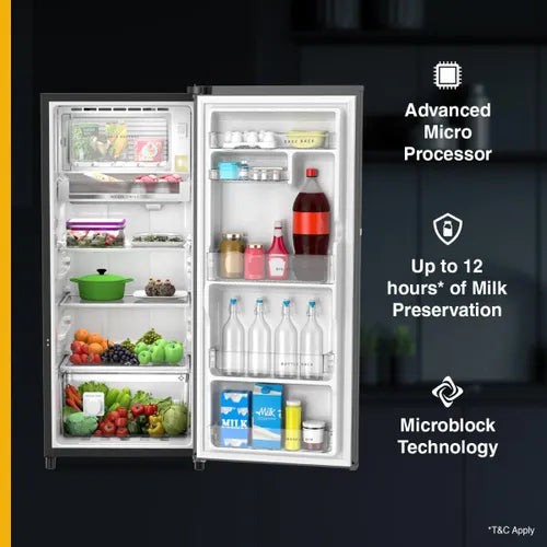Whirlpool 192 Litres 3 Star Single Door Refrigerator (215 VMPRO PRM 3S ALPHA STEEL-Z ,73131)