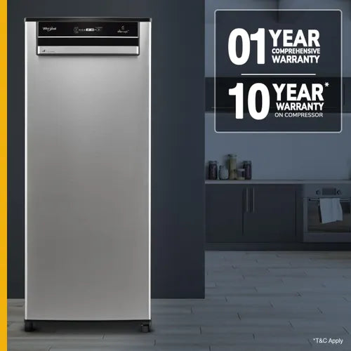 Whirlpool 192 Litres 3 Star Single Door Refrigerator (215 VMPRO PRM 3S ALPHA STEEL-Z ,73131)