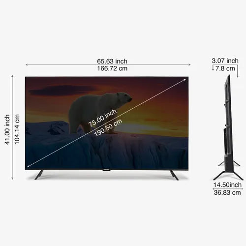 Sansui 190cm (75 Inch) 4K Ultra HD QLED Smart Google TV - HDR10+/HLG, Dolby Vision, Far Field Voice control, Dolby Atmos, Screen Sharing, Google Assistant, JSW75UG23QF