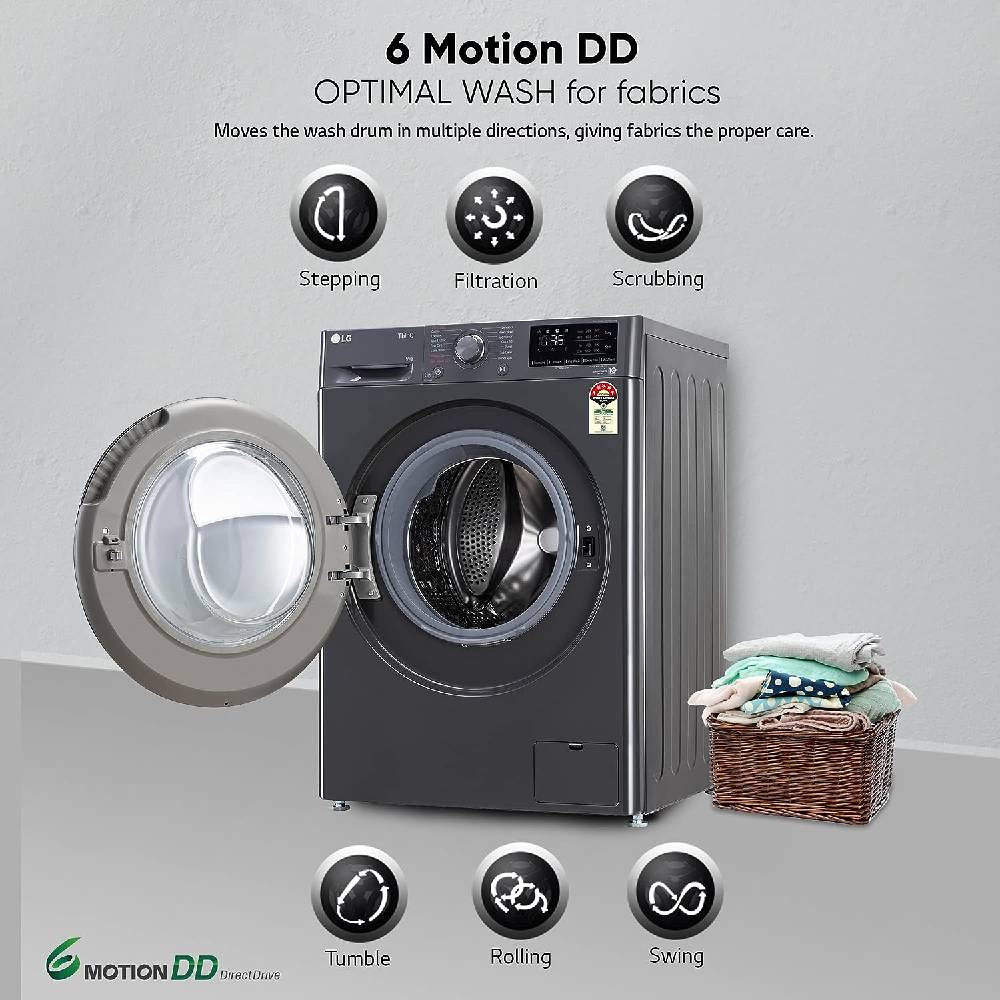 LG Washing Machine - 9kg Front Load with ThinQ Wi-Fi (Middle Black).