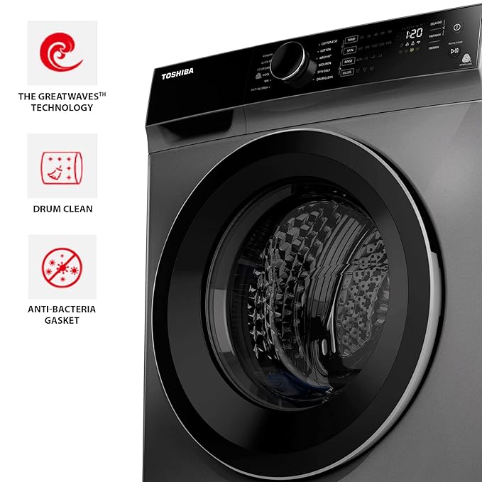 TOSHIBA 9 Kg Inverter Fully Automatic Front Loading Washing Dryer (‎TW-BJ100M4-IND(SK) Premium Silver)