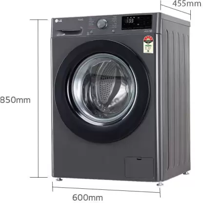 Efficient Cleaning: LG 7kg Black Washer with Steam.