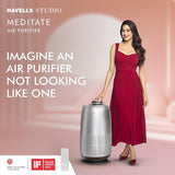 Havells Studio Meditate AP 400 Air purifier with SpaceTech Air Purification Technology with TiO2 module & Integrated H14 HEPA filter (Silver Satin)