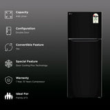 LG 446 Litres Double Door Refrigerator | Frost Free | Convertible | Multi Air Flow | 1 Star | Ebony Sheen | GLT4416CCES (2026)