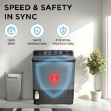 Midea 8 Kg 5 Star Semi Automatic Top-Load Washing Machine Black Grey (MWMSA085GPG )(KG), Rat Away Feature, Air Jet Dry IPX4 Protection)