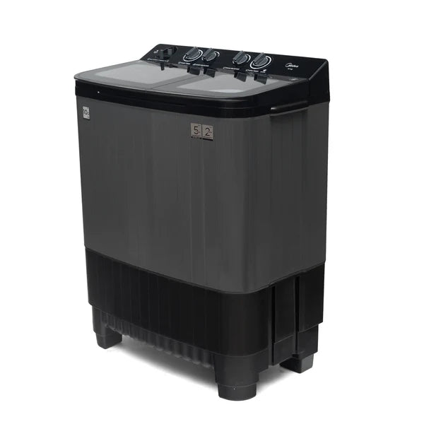 Midea MWMSA100GDX(KG) 10 Kg Semi Automatic Twin Tub Washer with Glass Lid (Black/Grey)