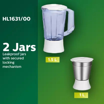 Versatile appliance: Philips HL1631 500W Juicer Mixer Grinder, your stand grinder and juicer machine.