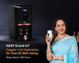 KENT Grand iOT Alkaline + Copper Water Purifier | RO+UV+UF, IoT Enabled, 8L Tank, Black