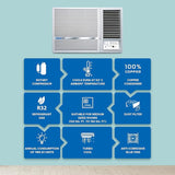 Blue Star 1.5 Ton 3-Star Fixed Speed Window AC | Copper Condenser, Turbo Cool, Blue Fins, Dust Filter (WFE318L, White)