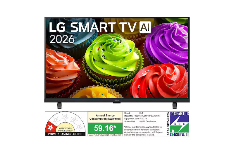 LG Smart TV AI 32LB651BPLA 32 Inch (81.28 cm) FHD LED TV with α5 Processor Gen9, HDR10 & Smart Features (2026 Edition)