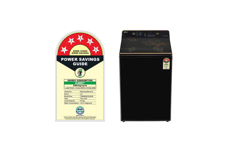 LG 8 Kg Top Load Fully Automatic Washing Machine | Hard Water Wash | 5 Star Energy Rating | Onyx Black | Model T80KMOB1Z
