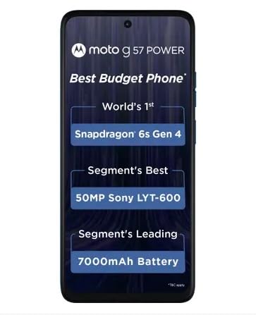 Motorola G57 Power 5G (Regatta, 8GB RAM, 128GB Storage) – Snapdragon 6s Gen 4 & 7000mAh Battery