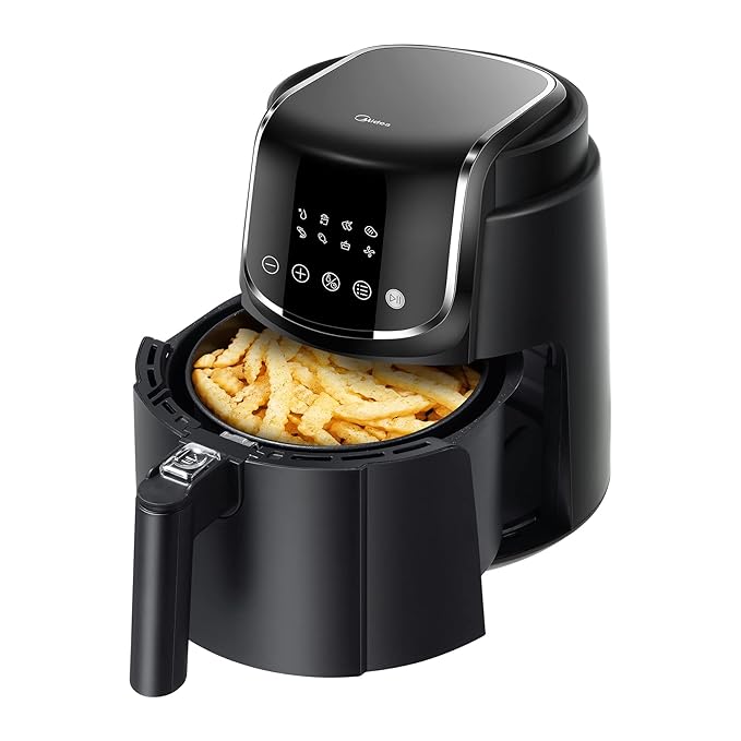 Midea 5L Air Fryer | 1500W Power | Digital display with 8 preset menu settings | Crisp Frying, Grill, Roast, Steam & Bake | Auto Cut-Off | 90% Less Oil | Non Stick Coating & Crisper Basket