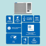 Blue Star 1.5 Ton 3 Star Inverter Window AC WIA318GXU | Copper Condenser | 2-Way Swing | Multi Sensors | Self Diagnosis | Blue Fins | White