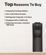 Voltas WD Mini Magic Pearl RB Bottled Water Dispenser | Hot & Cold Water | Compact Table Top Design | Fast Cooling & Heating | Energy Efficient