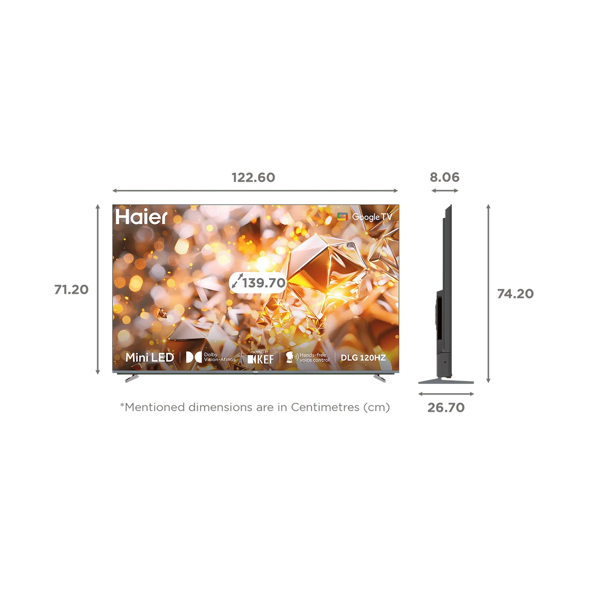 Haier H55M80FUX 55” 4K Ultra HD Mini LED Google TV – Voice Control, Smart Features (2025 Model)