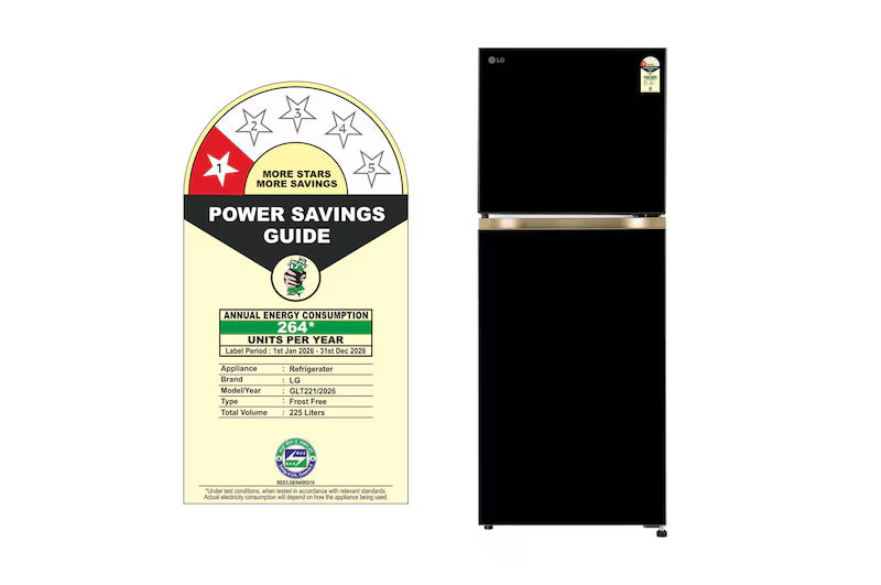 LG 225L Double Door Refrigerator Smart Inverter Auto Smart Connect Multi Air Flow Frost Free Onyx Black 1 Star Fridge